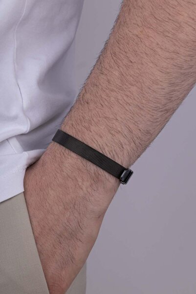 Gümüş Pazarım Watch Band Model Black Color Men's Steel Bracelet