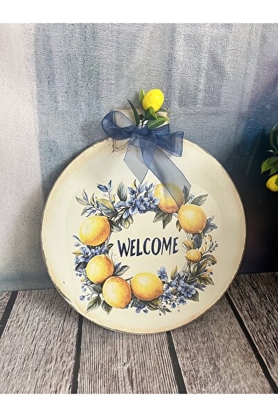Bypinaryuksel Lemon Patterned Welcome Written Door Ornament