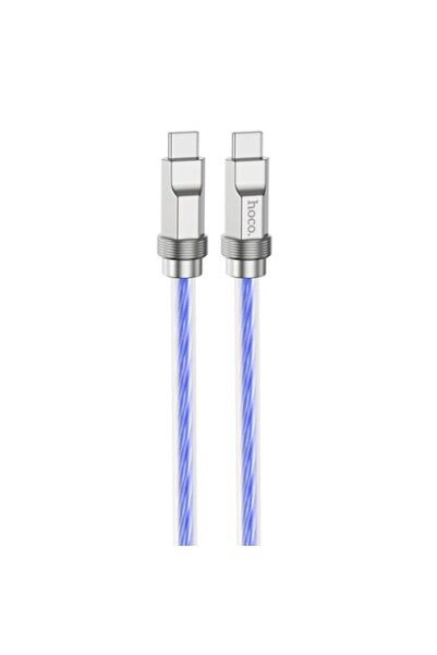 Hoco USB Type-C to Type-C Cable PD100W, 1m, Crystal (U113), Blue