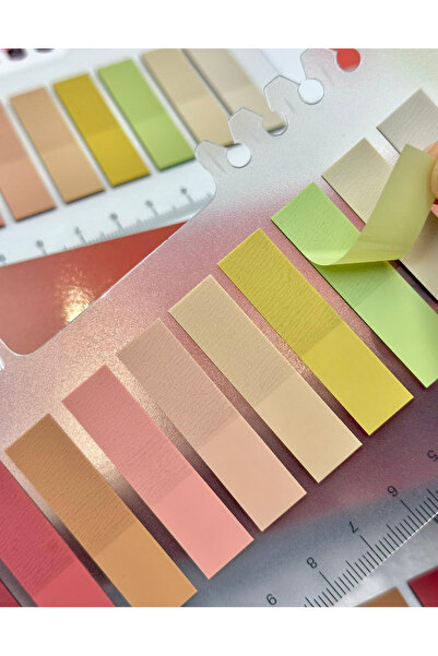 ZeCo Collection 10 Colorful Ruled Soft Red Shades Straight Edge Transparent Pet Index Sticker/Index Sticker/Post-It