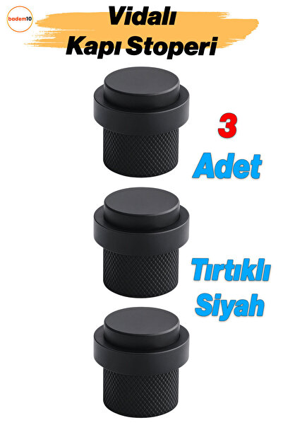 Badem10 مجموعة من 3 مصدات أبواب حديثة سوداء اللون، موديل مسنن، تثبيت بالبراغي...