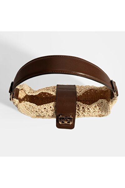 Desa Women's Beige Monogram Logo Shoulder Bag