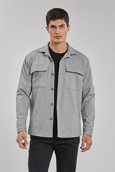 BARRELS AND OIL Men's Double Pocket Shirt - Gray