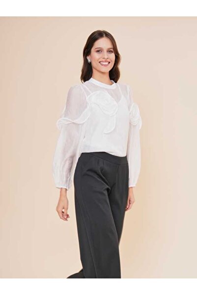 SERPİL Gül Detaylı Şifon Bluz 40648
