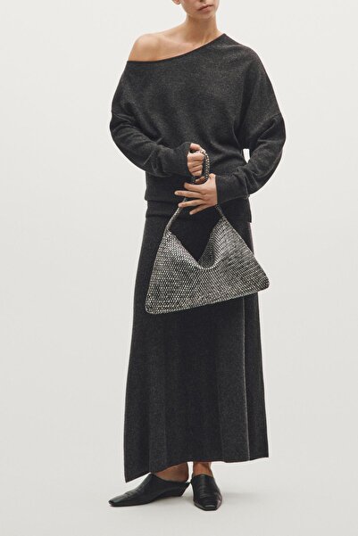 Massimo Dutti Büyük örgü napa deri kol çantası