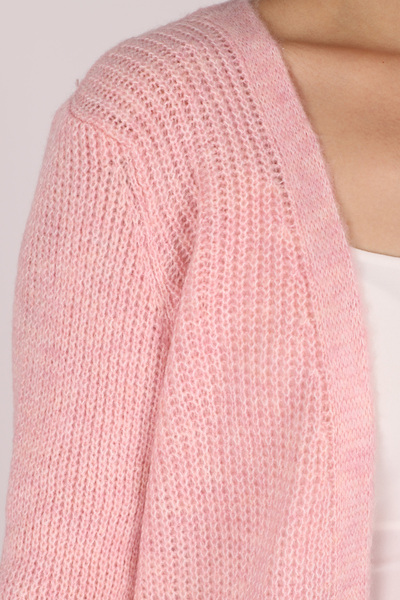 armonika Kadın Toz Pembe Cepli Uzun Triko Hırka ARM-26K069003