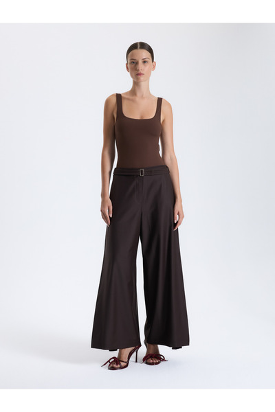 BAQA Brown Pleated Detailed Trousers