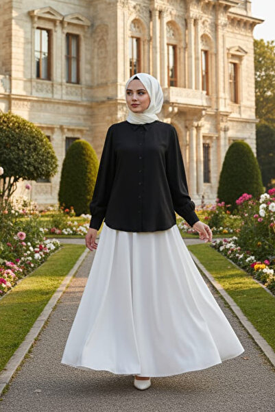 N.S NEVA STYLE Buttoned Black Hijab Shirt 52284S