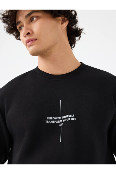 Loft Ανδρικό φούτερ με κανονική εφαρμογή σε μαύρο χρώμα Lf2041080