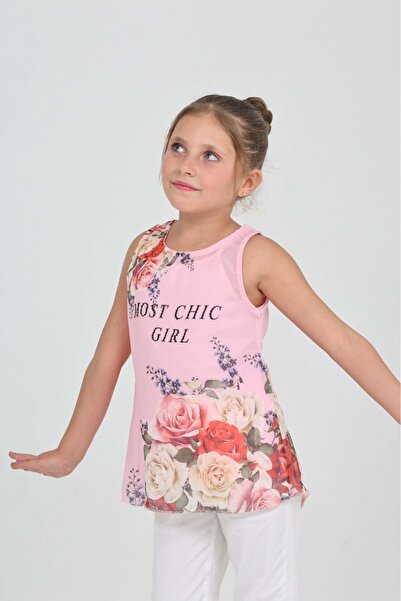 Toontoy Girl's Tank Top Most Chic Girl Printed