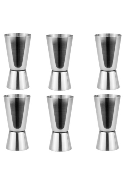 Raki Set of 6 stainless steel alcohol measures for bar 25/50ml