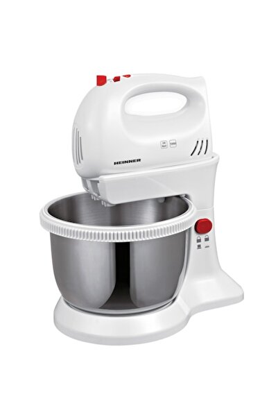 Heinner Mixer cu bol HMBR-300W, Bol Rotativ Inox, 300W, 3.4L, Alb