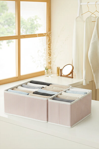 PH Prendi Home Set de 2 organizatoare pentru sertare cu dungi pudrate - Set d...