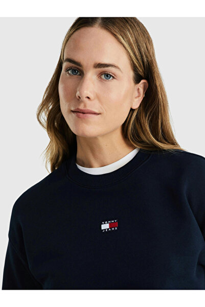 Tommy Hilfiger Tjw Emblem Box Cut Crew Neck Women's Blue Sweater Dw0Dw17325C1G