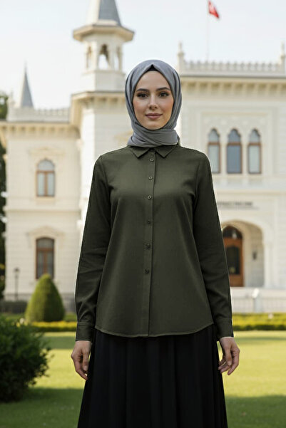 N.S NEVA STYLE Buttoned Khaki Hijab Shirt 52284Hk