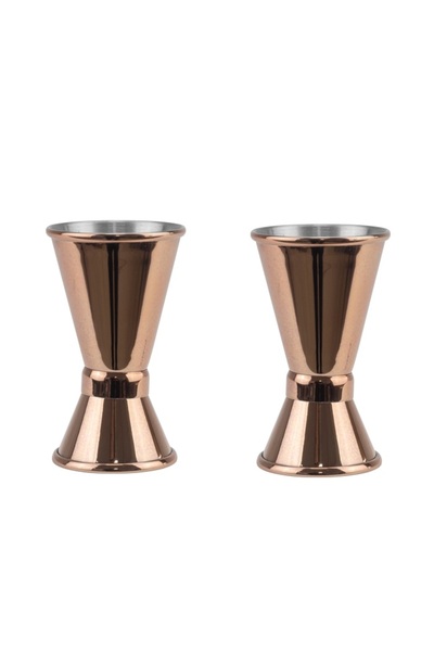 Raki Set of 6 stainless steel alcohol measures for bar 25/50ml, copper look