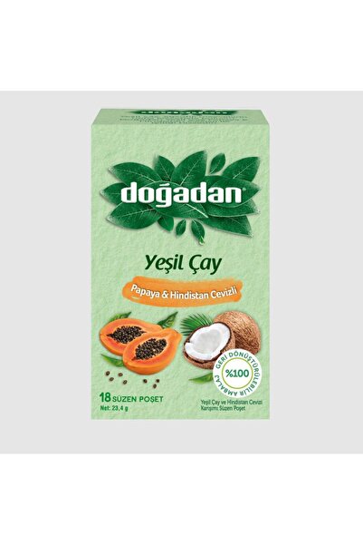 Doğadan Papaya ve Hindistan Cevizli Poşet Yeşil Çay 18'li