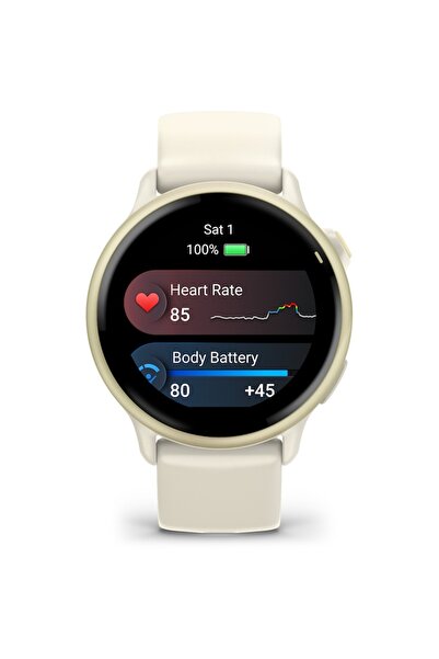 Garmin vívoactive 6 Smartwatch, GPS, 42mm, silicone strap, Bone/Lunar Gold