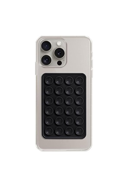 Techsuit Suport de telefon cu ventuze, dreptunghiular, H74, silicon, negru