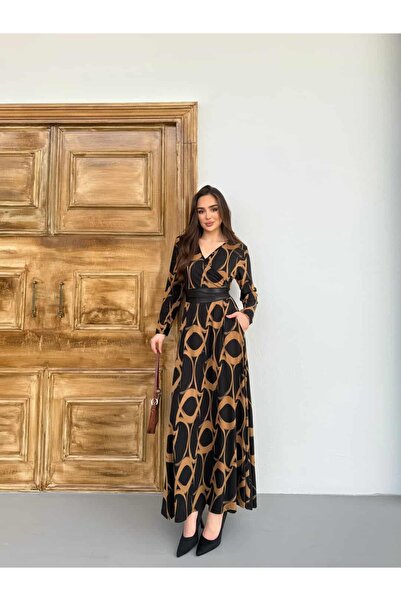 KOKOSH 1021 Göz Turuncu Kemerli Elbise