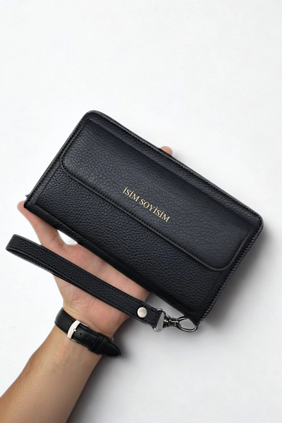 VANİLLA COLLECTİON Genuine Leather Portfolio Wallet with Name Printed Large Hand Wallet & Multi-Purpose