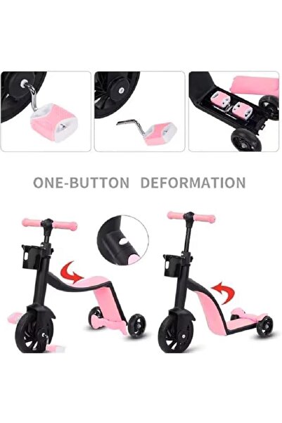 Generic 3-in-1 Kids Tricycle & Scooter - Foldable Ride-On Toy with Adjustable Seat and Handle