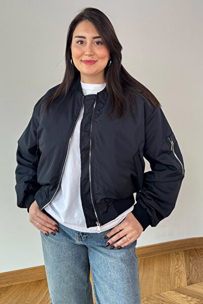 Cappmoda CKT-12470 Siyah Astarlı Urban Bomber Ceket