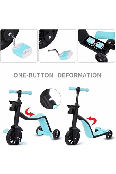 Generic 3-in-1 Kids Tricycle & Scooter - Foldable Ride-On Toy with Adjustable Seat and Handle