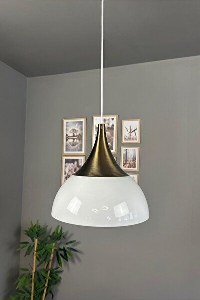 Bamyum Yimpi Beyaz Avize Tekli Sarkıt Eskitme Kubbe Başlık Salon Mutfak Kuaför Dekoratif Aydınlatma