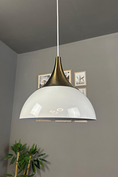 Bamyum Yimpi Beyaz Avize Tekli Sarkıt Eskitme Kubbe Başlık Salon Mutfak Kuaför Dekoratif Aydınlatma