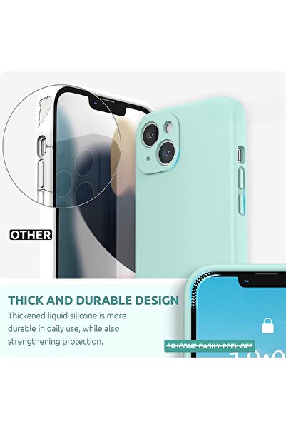 Flippy Case for Apple iPhone 14 Flippy, Liquid Silicone, with Microfiber on the inside, Anti-shock, Light Cyan