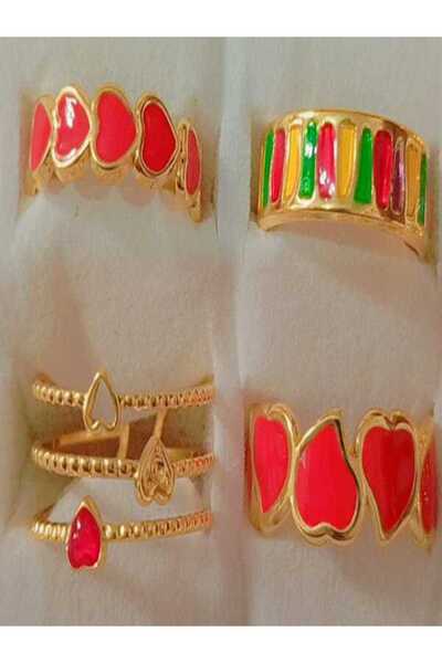 DenEs Life Ring Set Red 4-Piece