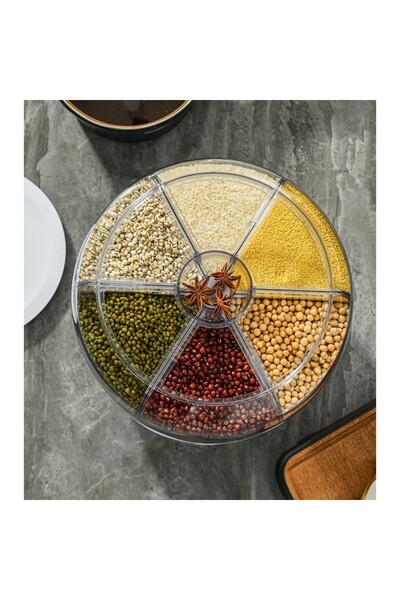 Flippy Cereal Dispenser, 360 Rotating, 6 Compartments, 6L Capacity, Moisture Resistant, Airtight Clo