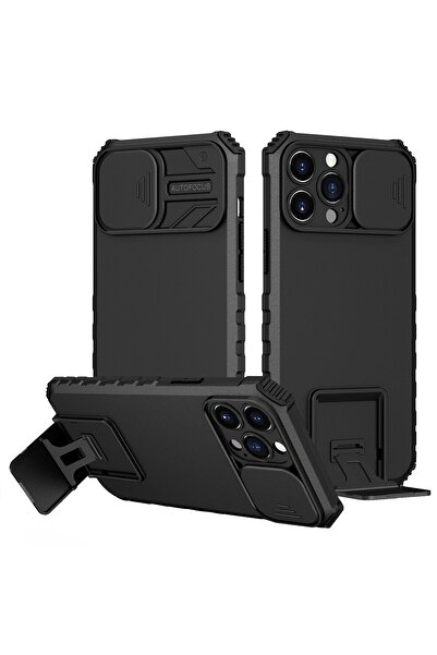 Flippy Defender Case with Stand for Samsung Galaxy A33 5G, Black, Adjustable, Shockproof, Sliding Camera Co