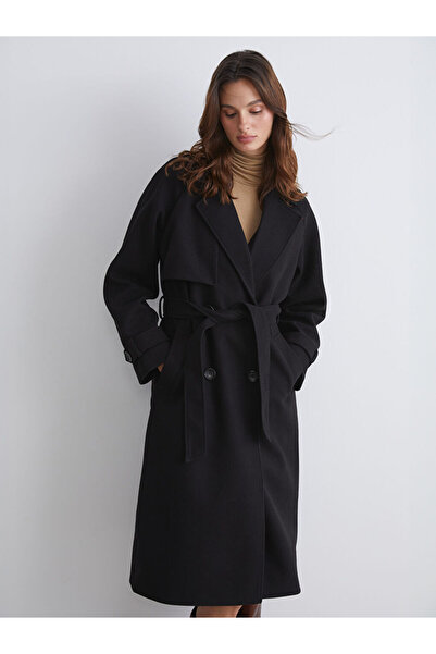 LC Waikiki Jacket Collar Oversize Women's Stamp Coat