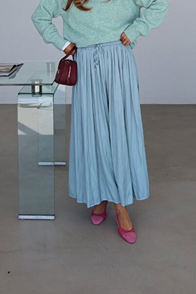 Suziş Crinkle Model Midi Length Skirt with Elastic Waist 4S2947