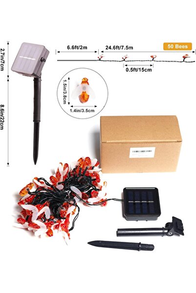 OEM Bee LED string light with solar panel, warm white, 50LED, 7 m, IP 65