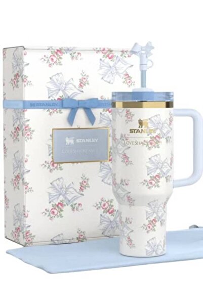 STANLEY SINCE 1913 Stanley Love Shack Fancy H2.0 Flow State 40oz Rosa Beaux Blue Tumbler, Stainless Steel