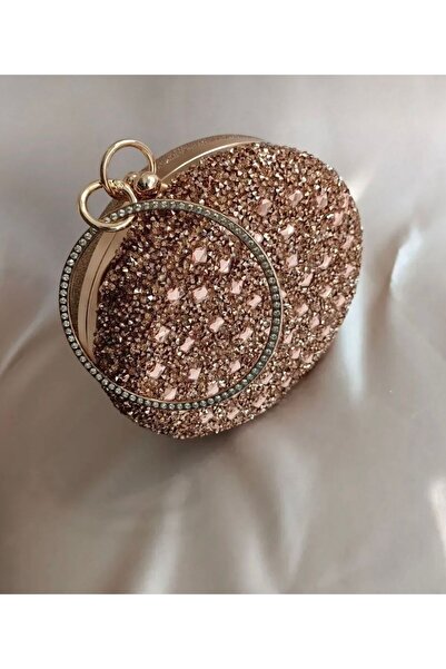 Baykuş Boutique Crystal Stone Round Portfolio Women's Evening Bag