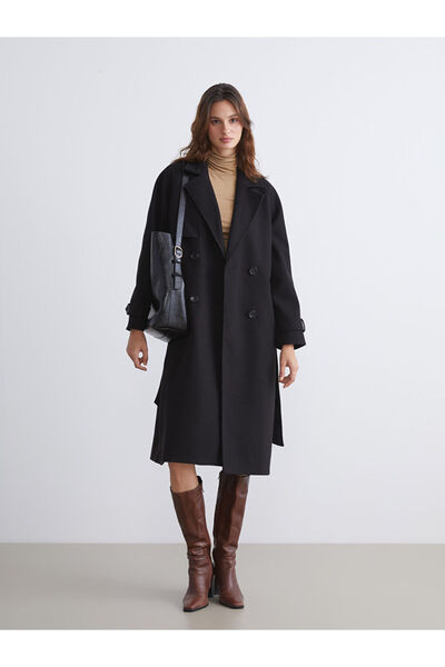 LC Waikiki Jacket Collar Oversize Women's Stamp Coat