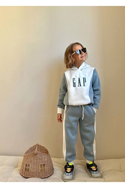 Jolly Kids Erkek Çocuk Kanguru Cepli Sweatshirtli Blok Renkli Kışlık Takım