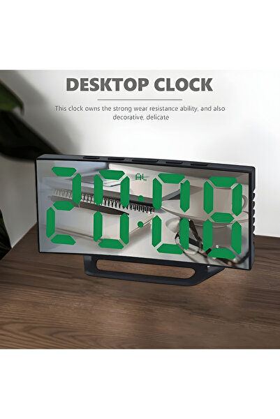 Tim Mirror Clock with LED Time Display, Alarm & Snooze, Modern Design, Backlight, Dual Charging