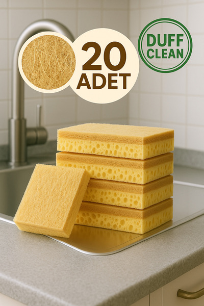DUFF CLEAN 20 Pieces of Fiber Flat Dish Sponges – Special Textured Durable Pi...