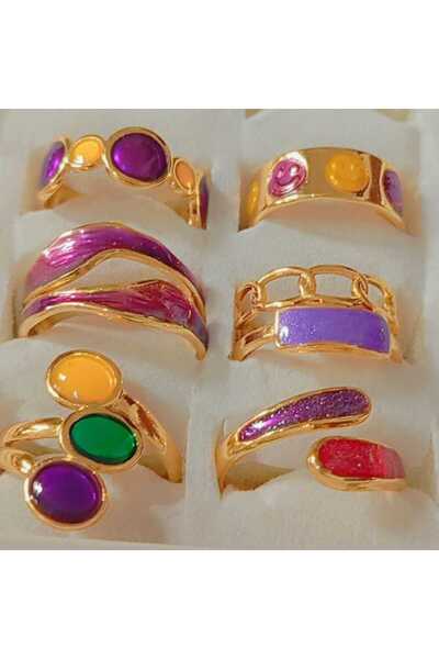 DenEs Life Ring Set Purple 6 Pieces