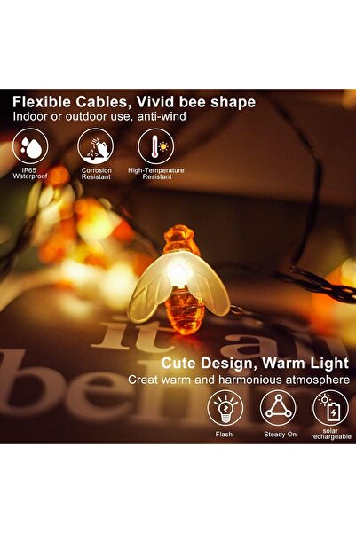 OEM Bee LED string light with solar panel, warm white, 50LED, 7 m, IP 65