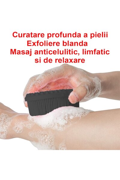 OptimStar Body brush, food-grade silicone sponge, cleansing, exfoliation, body massage, anti-cellulite, Black