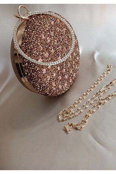 Baykuş Boutique Crystal Stone Round Portfolio Women's Evening Bag