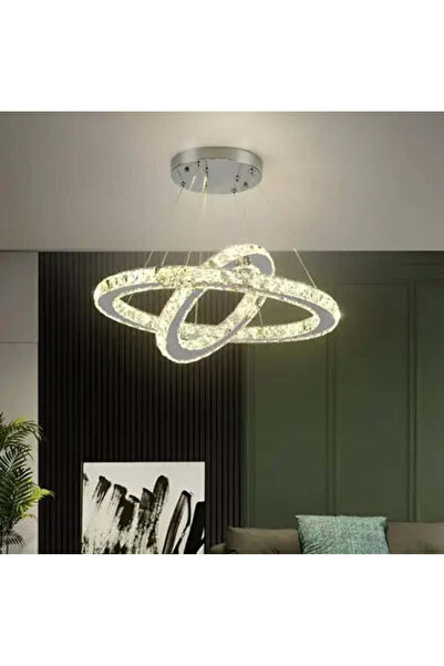 Alista Home Candelabru LED cu telecomandă și cristal PRISM LUMINIS 58W, 2 cercuri, lumină reglabilă, argintiu, reglabil