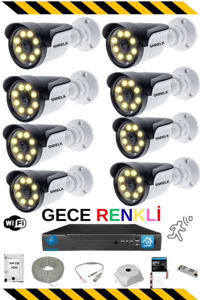 SNRELK HAMA 8 Kameralı 500Gb Gece Görüşlü Full Güvenlik Kamerası Seti