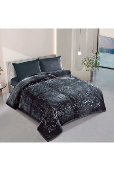 Roshen بطانية شتوي نفرين 8 كيلو محفور سادة بملمس فائق النعومة مقاس 200 في 240...